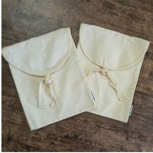 COZY EARTH Canvas Storage Bags Cream Reusable Tie Closure Set of 2